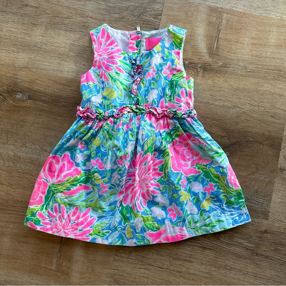 Lilly Pulitzer Girls Floral Dress -  Pink and Green